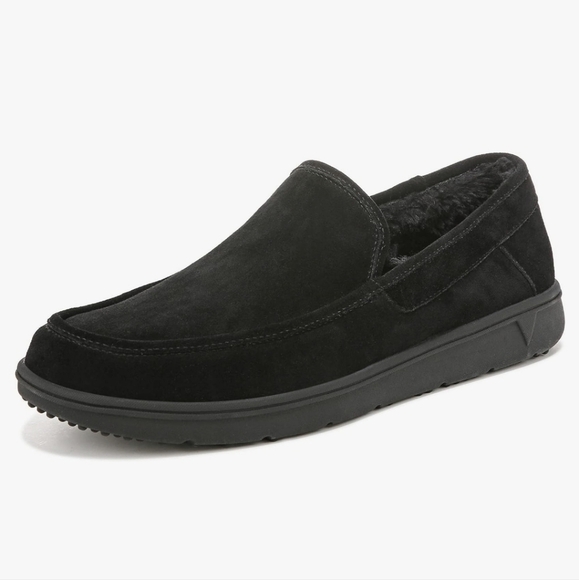 Vionic Mens Gustavo Suede Faux Fur Slippers Loafer Slip on shoes sz 11.5 - Picture 1 of 15
